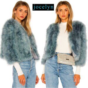 💥SHOWSTOPPER!💥Revolve Jocelyn Feather Bolero Jacket in Blue Smoke